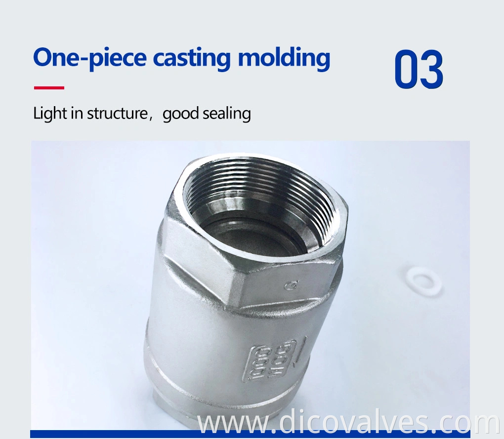 CE ISO Ts Industrial H12 200wog Stainless Steel Bsp BSPT Vertical Check Valve